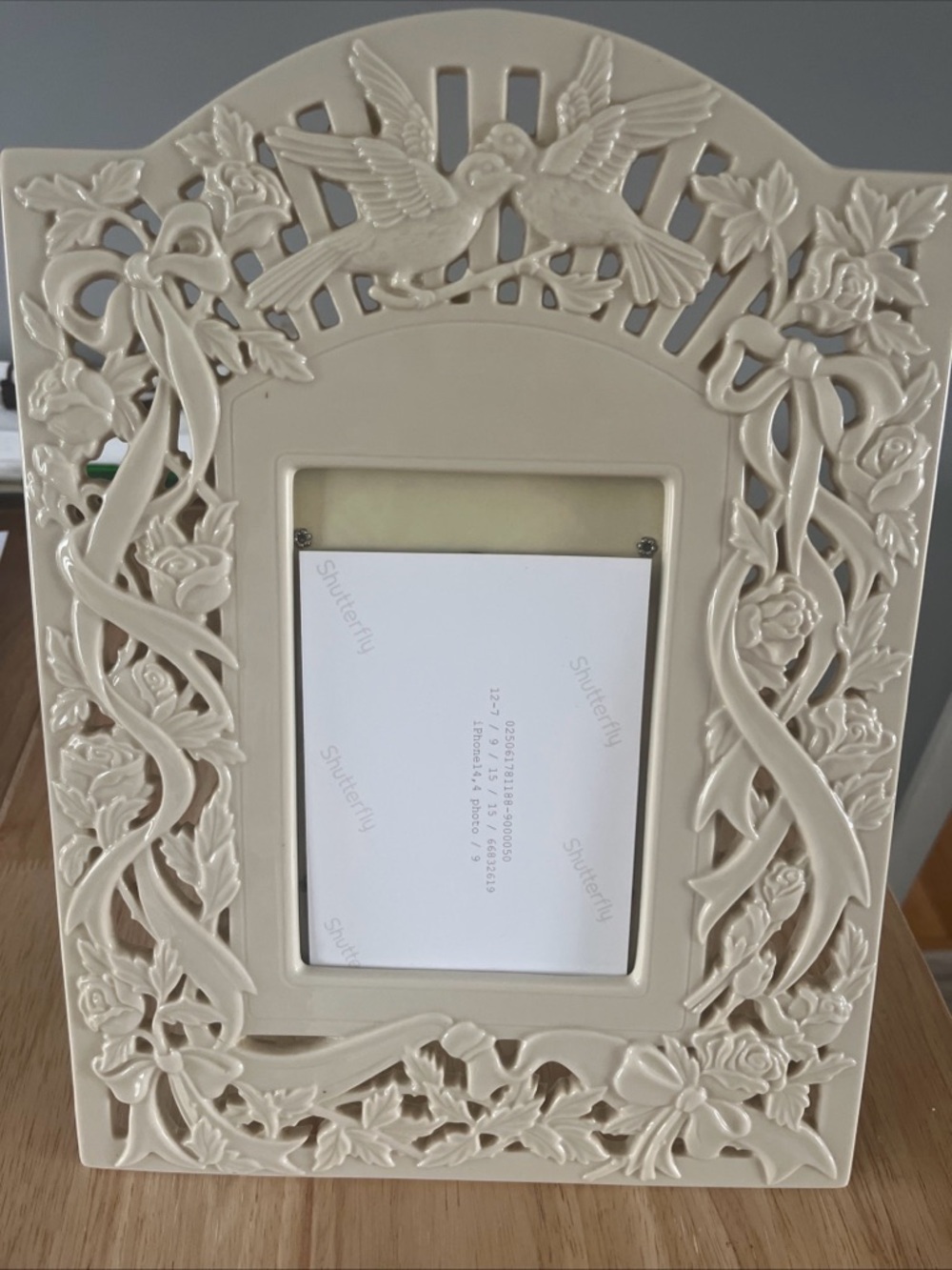 Cream  Lennox  Love birds Picture Frame with Dove and Floral motif 5 x7 photo